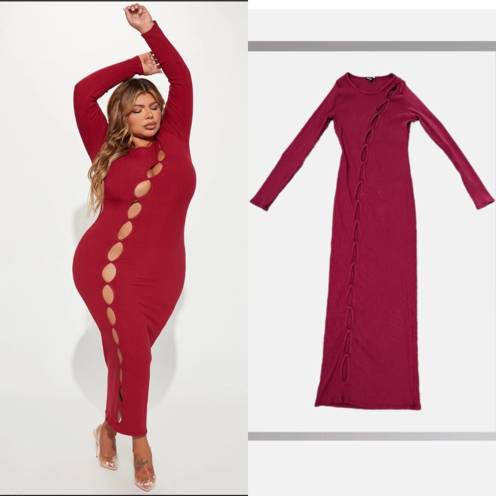 Cutting Edge Thick Rib Maxi Dress - Burgundy🌟